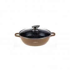 PL-DAR36 COPPER PLATIUM COLLECTION, Cratita joasa cu capac, interior marmorat, capacitate 6.8 L, diametru 36 cm